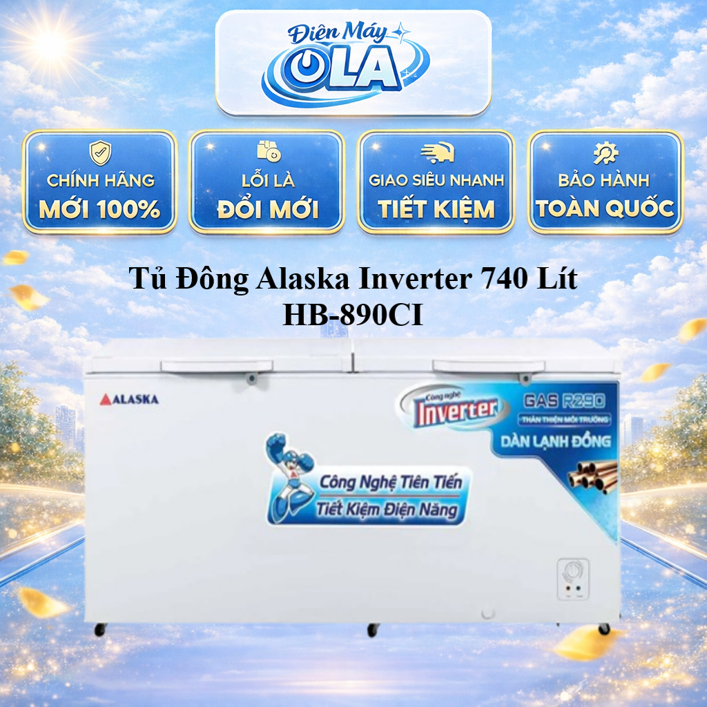 Tủ đông Inverter Alaska HB-890CI 2 cánh mở, 588L, tiết kiệm điện năng