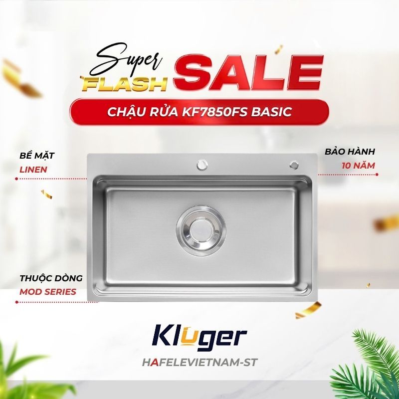 Chậu rửa chén Kluger KF7850FS Basic – Thiết Kế Sang, Độ Bền Vượt Trội