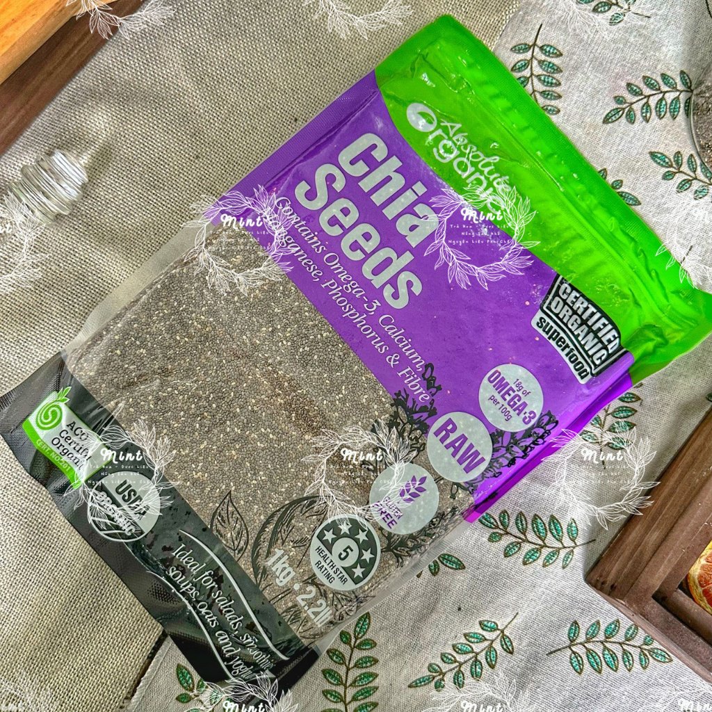 Hạt Chia Úc Absolute Chuẩn Organic (Hạt Chia Tím - Chia Seed - Hạt Salvia)