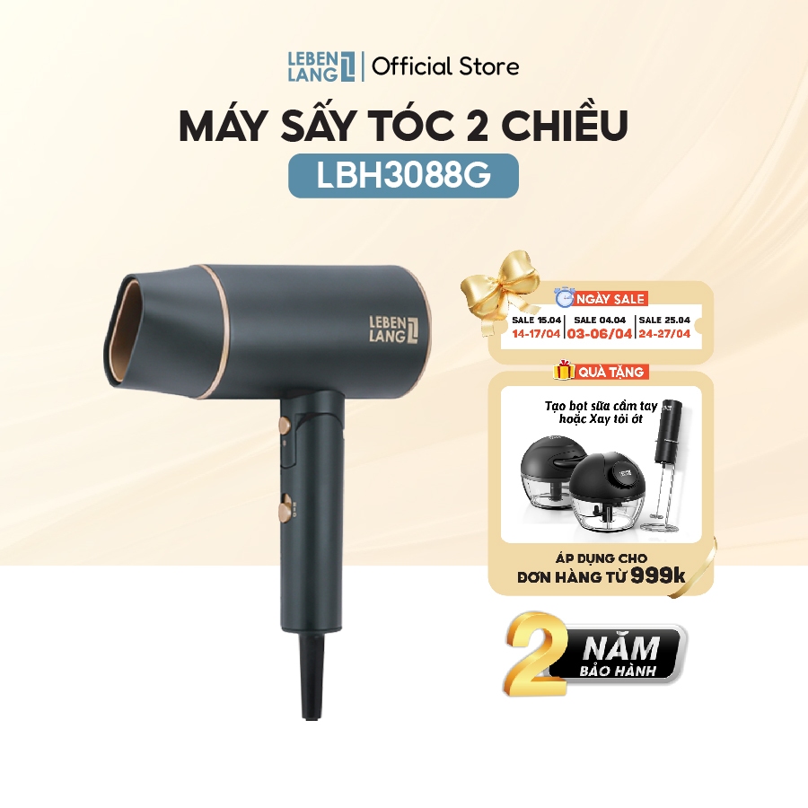 [Best Seller] Máy sấy tóc Lebenlang LBH3088,2100W, 2 chiều nóng lạnh, bấm giữ nút, gấp gọn, chống xơ