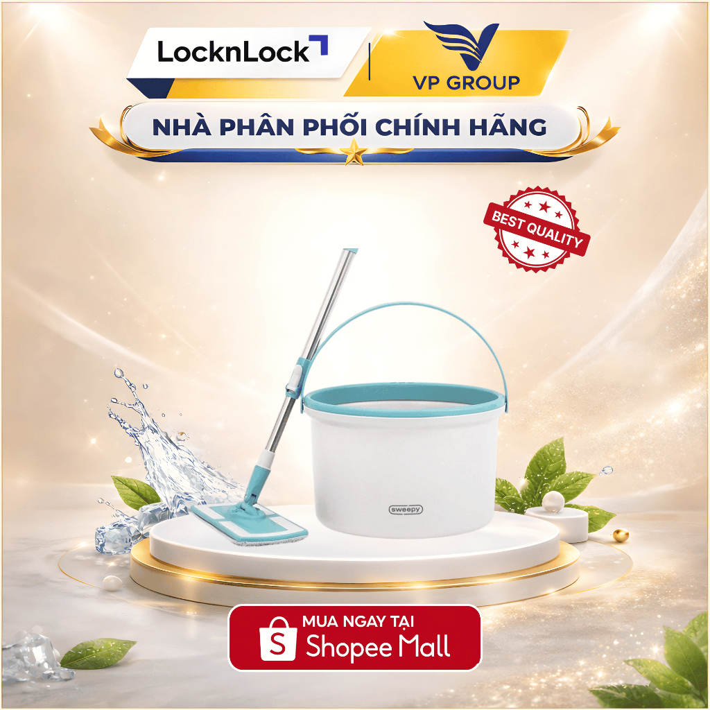 Cây lau nhà LocknLock Compact Spin Mop - 2.5L ETM973 màu Xanh (Hàng chính hãng)