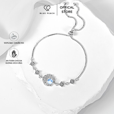 Lắc Tay Bạc Blue Peach LT Blue Glitter Moon Dây Rút - LT743