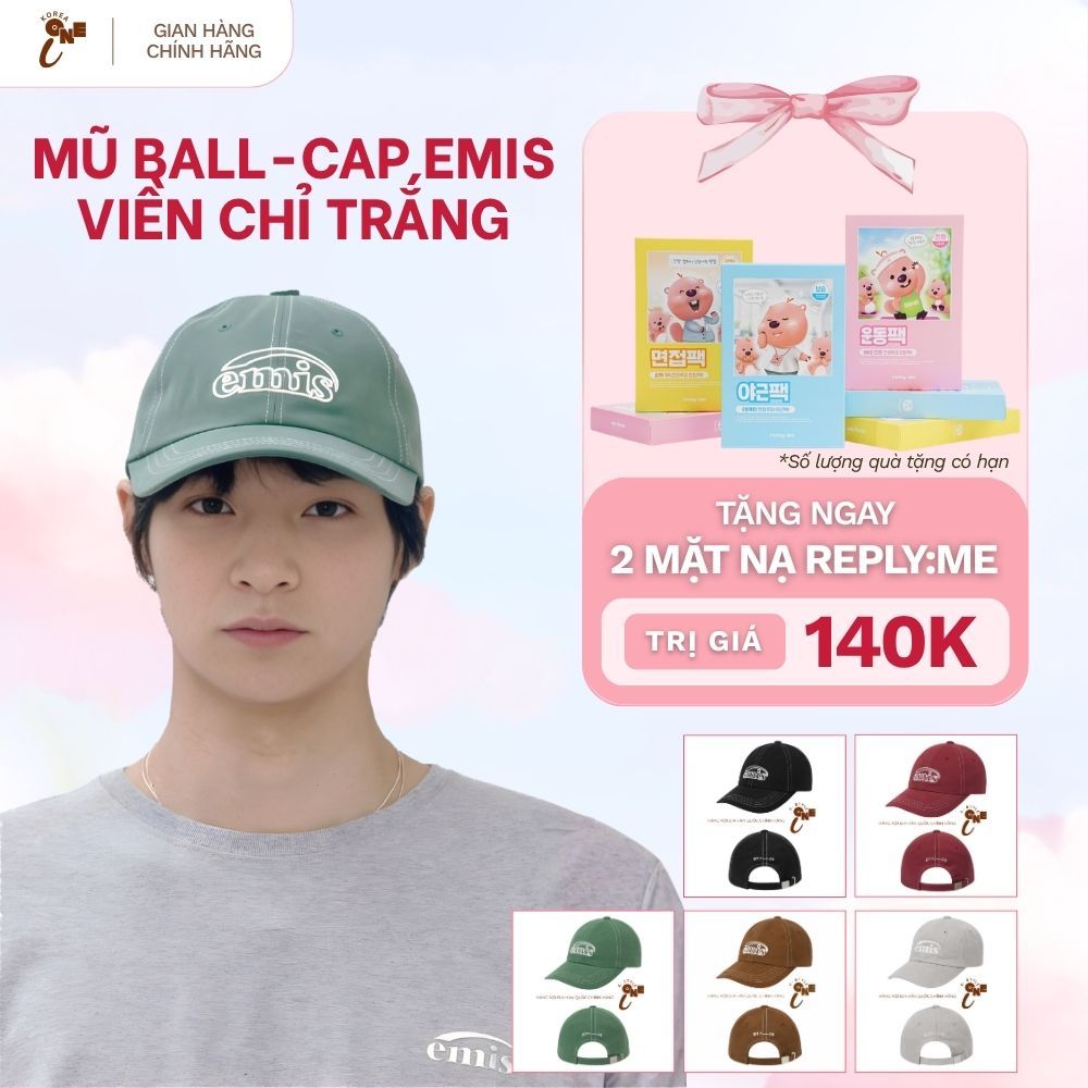 EMIS EM-02 Mũ Lưỡi Trai Hàn Quốc - Viền Chỉ Trắng Phong Cách Chính Hãng