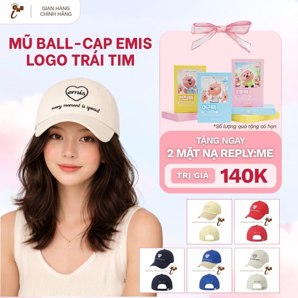 EMIS EM-10/EM-11 Mũ Lưỡi Trai Phong Cách Hàn Quốc - Logo Trái Tim Basic Chính Hãng