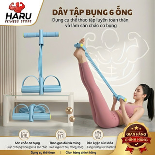 Dây Tập Bụng 6 Ống HARU Kháng Lực Cao Su Đàn Hồi - Dụng Cụ Tập Gym Toàn Thân Tại Nhà Giảm Mỡ Bụng Eo Thon HR1