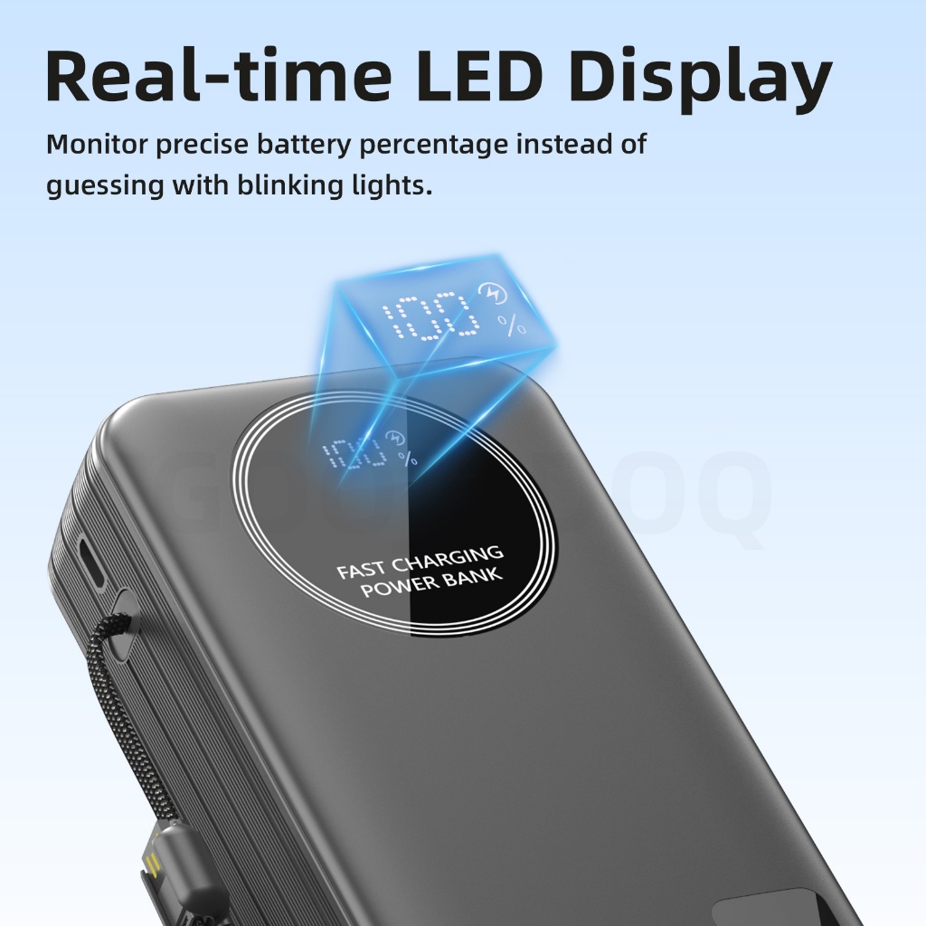 Sạc Dự Phòng 20000mAh GOOJODOQ 9 Cổng PD20W, 22.5W, Dây Cáp Tích Hợp, Màn Hình Số, Đèn Pin | BigBuy360 - bigbuy360.vn
