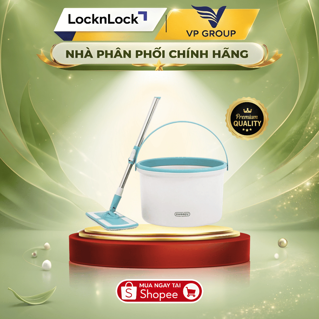 [HÀNG CHÍNH HÃNG] Cây lau nhà LocknLock Compact Spin Mop, 2.5L, màu Xanh - ETM973 (VPG)