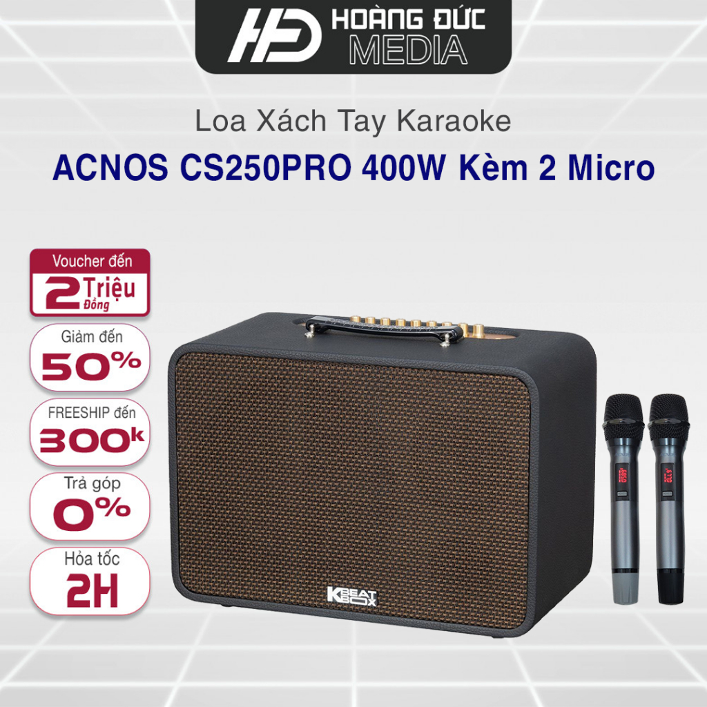 Loa Xách Tay Karaoke ACNOS CS250PRO Kèm 2 Micro Hàng Chính Hãng 100% Bảo Hành 12 Tháng
