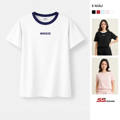 Áo Thun Nữ Cotton 5S FASHION In BREZEE Phom Regular Basic Dễ Mặc WBATS26004