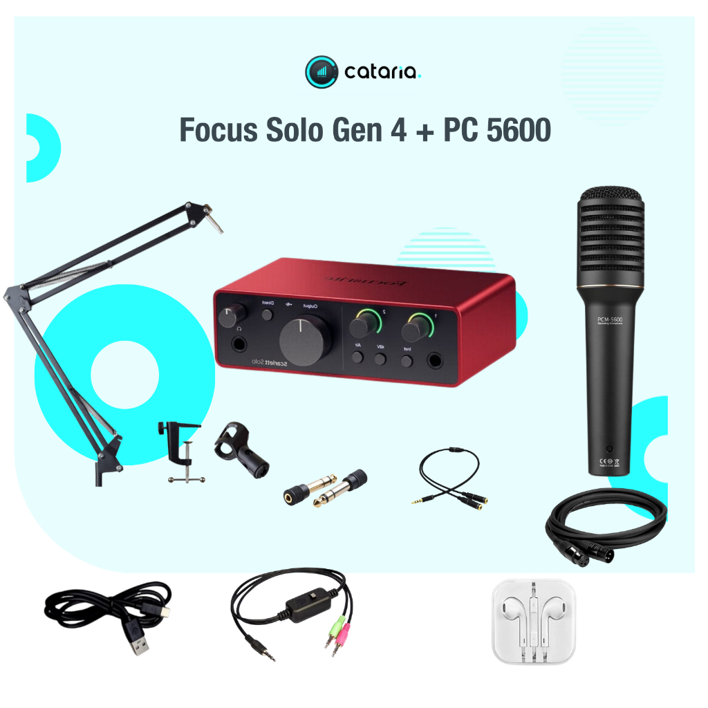 Bộ Mic Live Thu âm Cao Cấp Mic PC5600 Sound Card Focus SoLo Gen 4 TẶNG TAI NGHE ĐÈN LIVE CATARIA