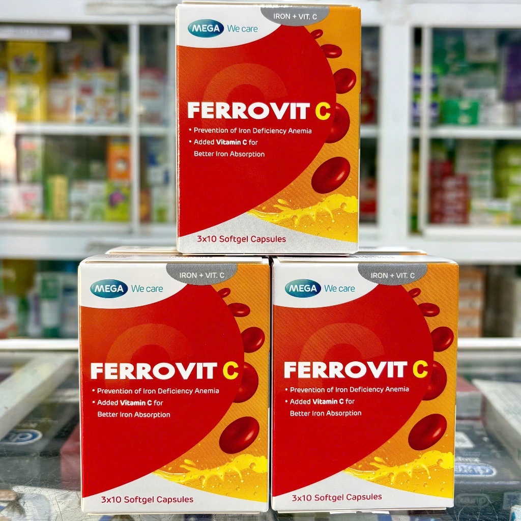 Ferrovit C bổ sung sắt và vitamin, hỗ trợ giảm thiếu máu (Hộp 30 viên)