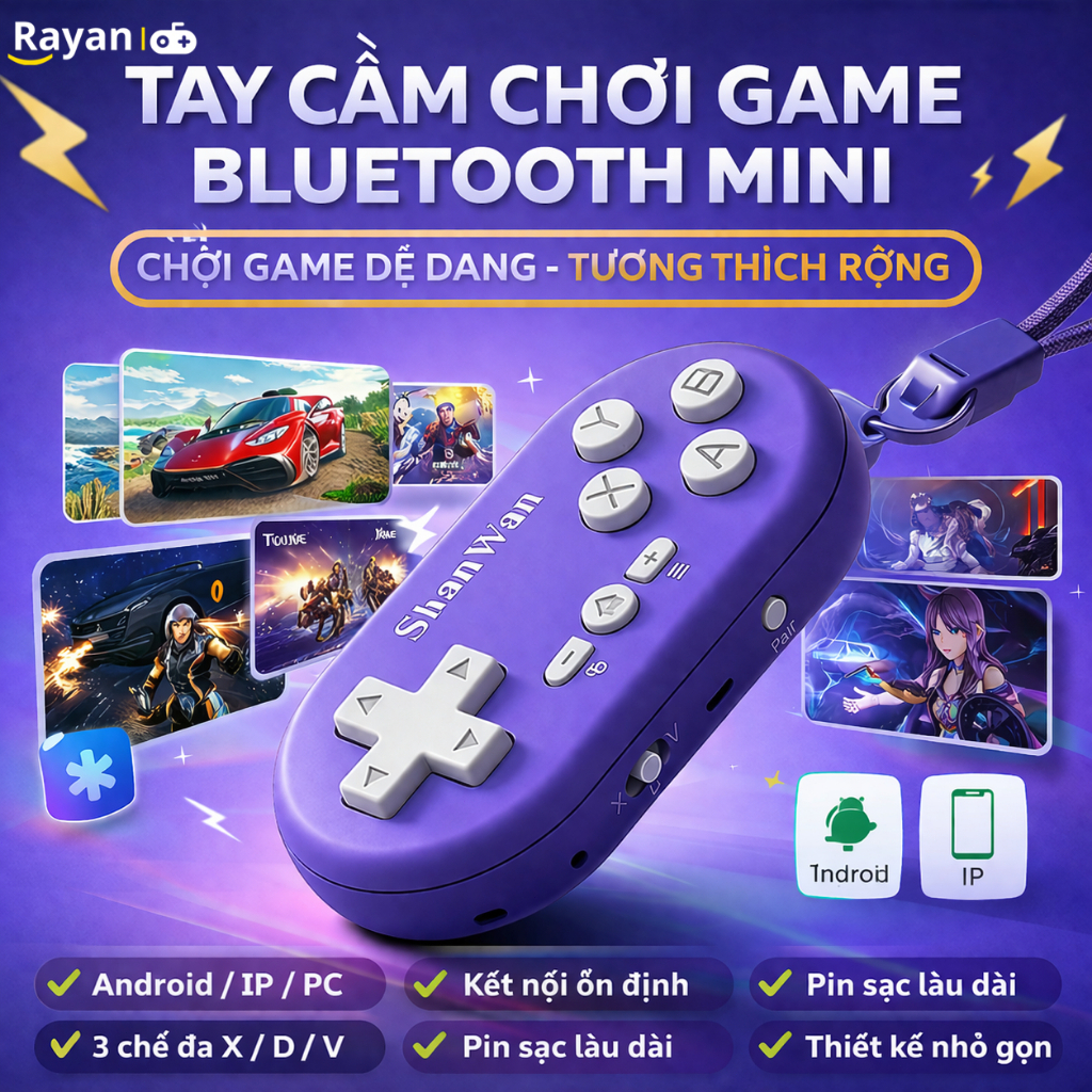 Tay cầm chơi game mini không dây mini / Tay cầm bluetooth mini chơi tương thích với Windows PC, HP A