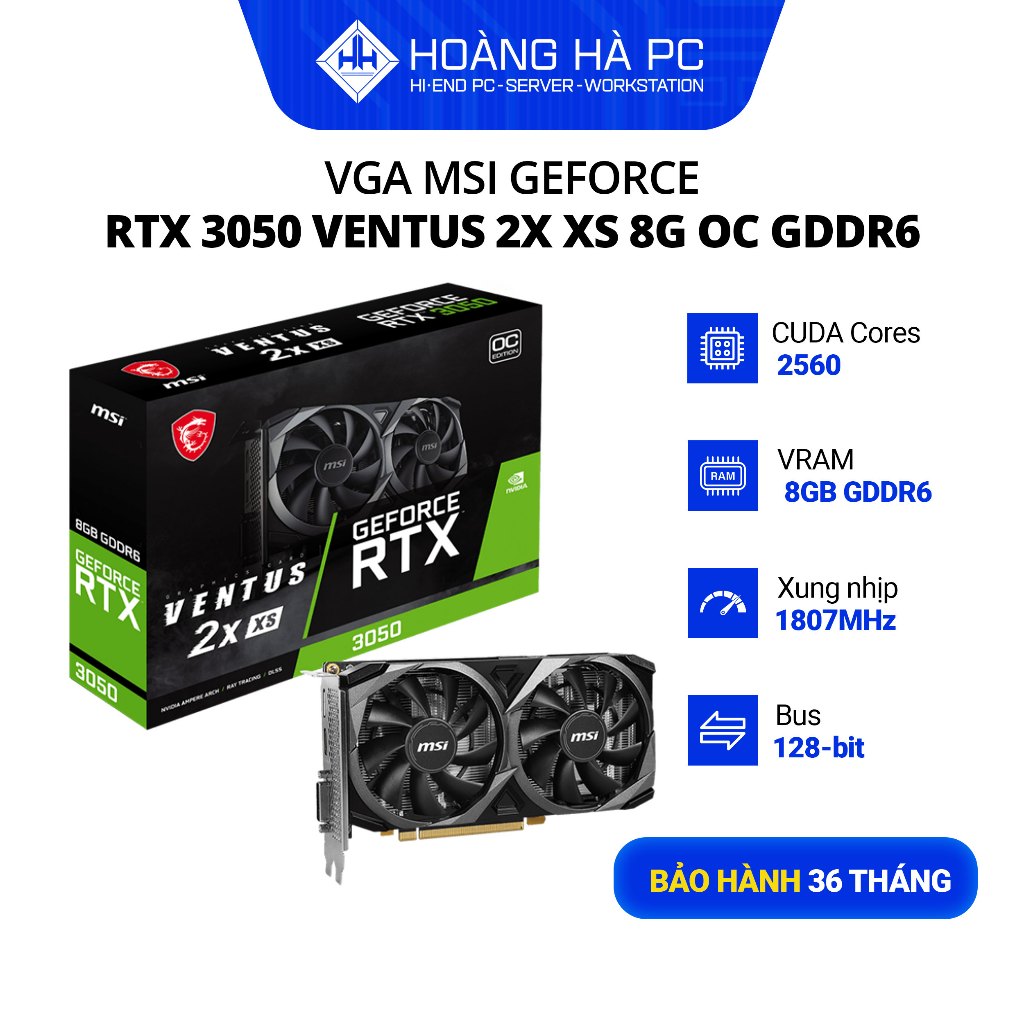 VGA MSI GEFORCE RTX 3050 VENTUS 2X XS 8G OC GDDR6