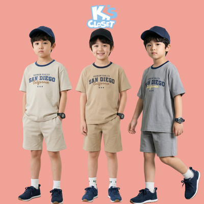 Bộ Quần Áo Cộc Tay K'S CLOSET Chất Liệu Vải Cotton Cho Bé Trai (2-14 tuổi) từ 10kg-62kg E010SIS