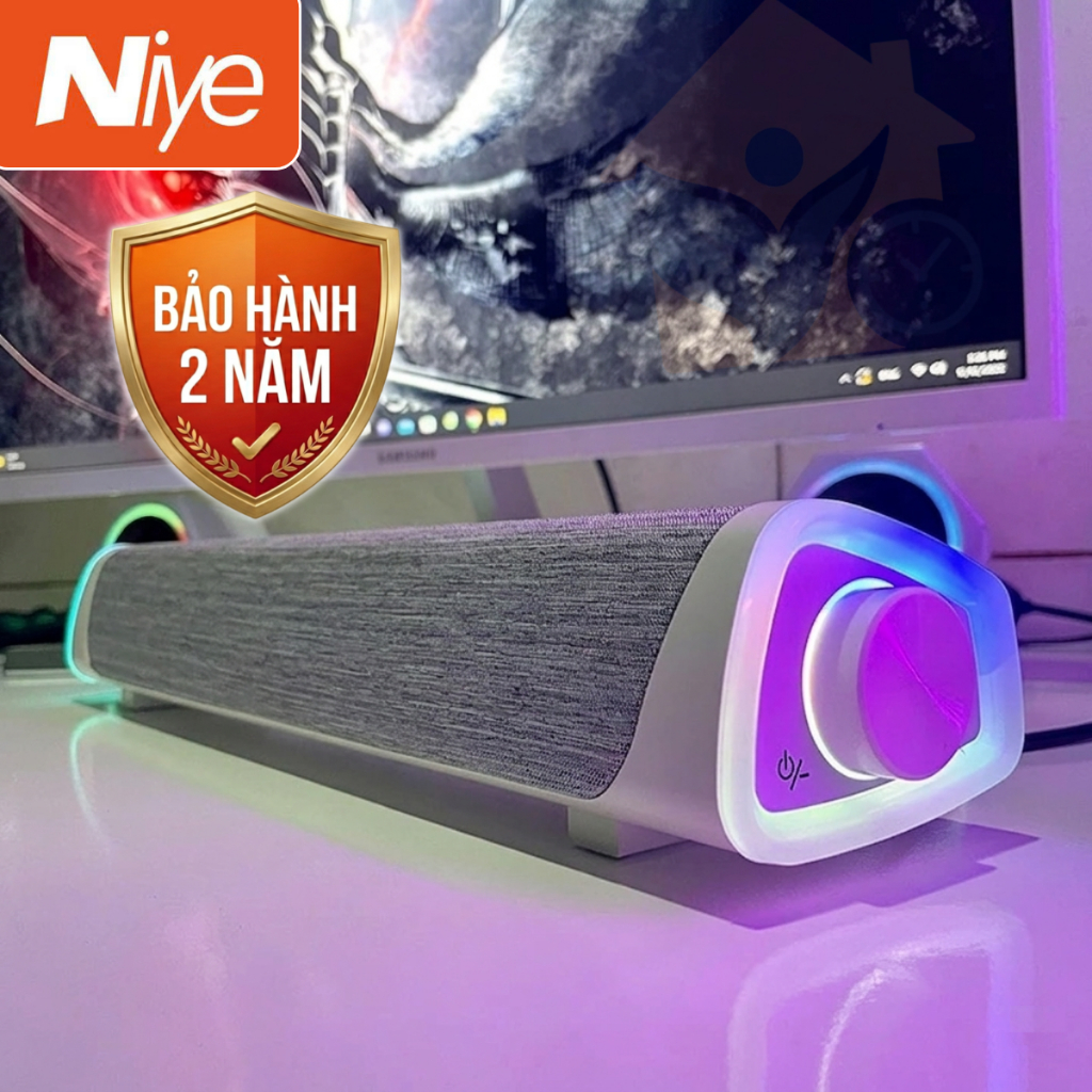 Loa Máy Tính Để Bàn Laptop Có Dây Bass Cực Mạnh - Loa Thanh Soundbar Bluetooth Đèn Led RGB NIYE V8 M
