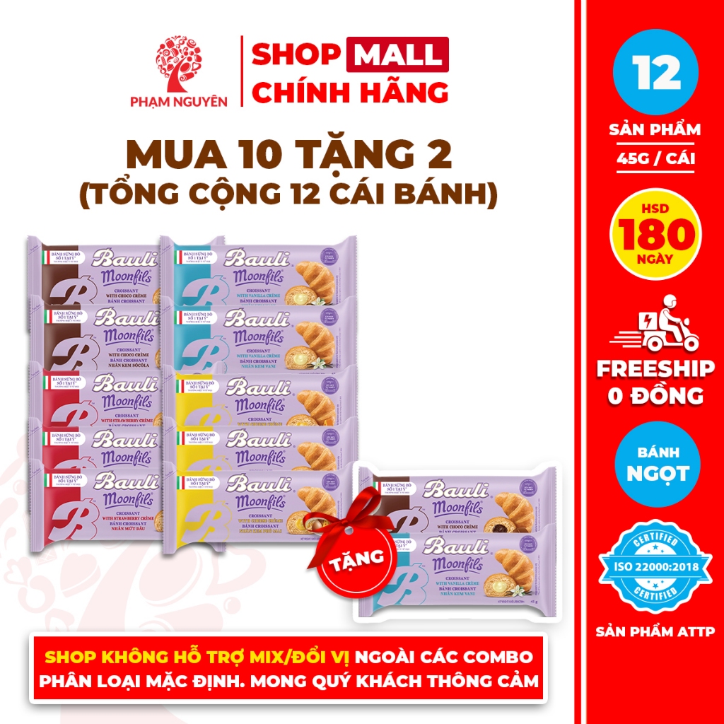 [MUA 10 TẶNG 2] Tổng cộng 12 Bánh Sừng Bò Bauli Moonfils Phạm Nguyên 45g
