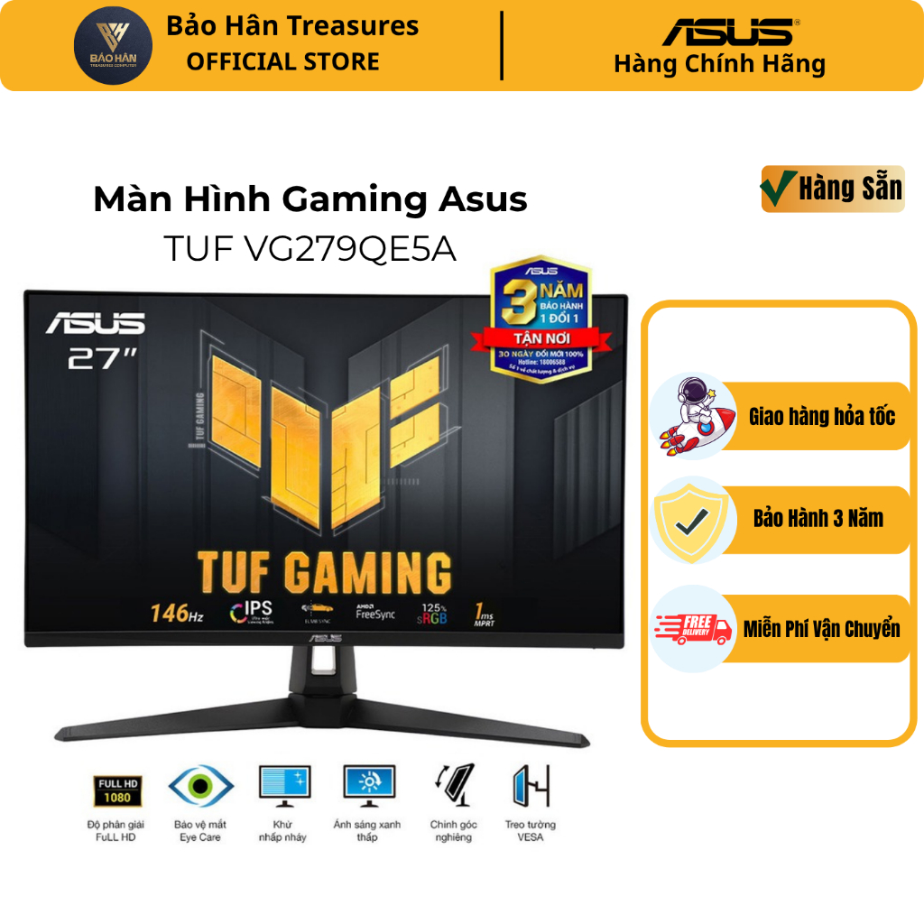Màn Hình Gaming Asus TUF VG279QE5A-R 27 inch FHD/ IPS/ 146Hz/ 1ms - Hàng Chính Hãng