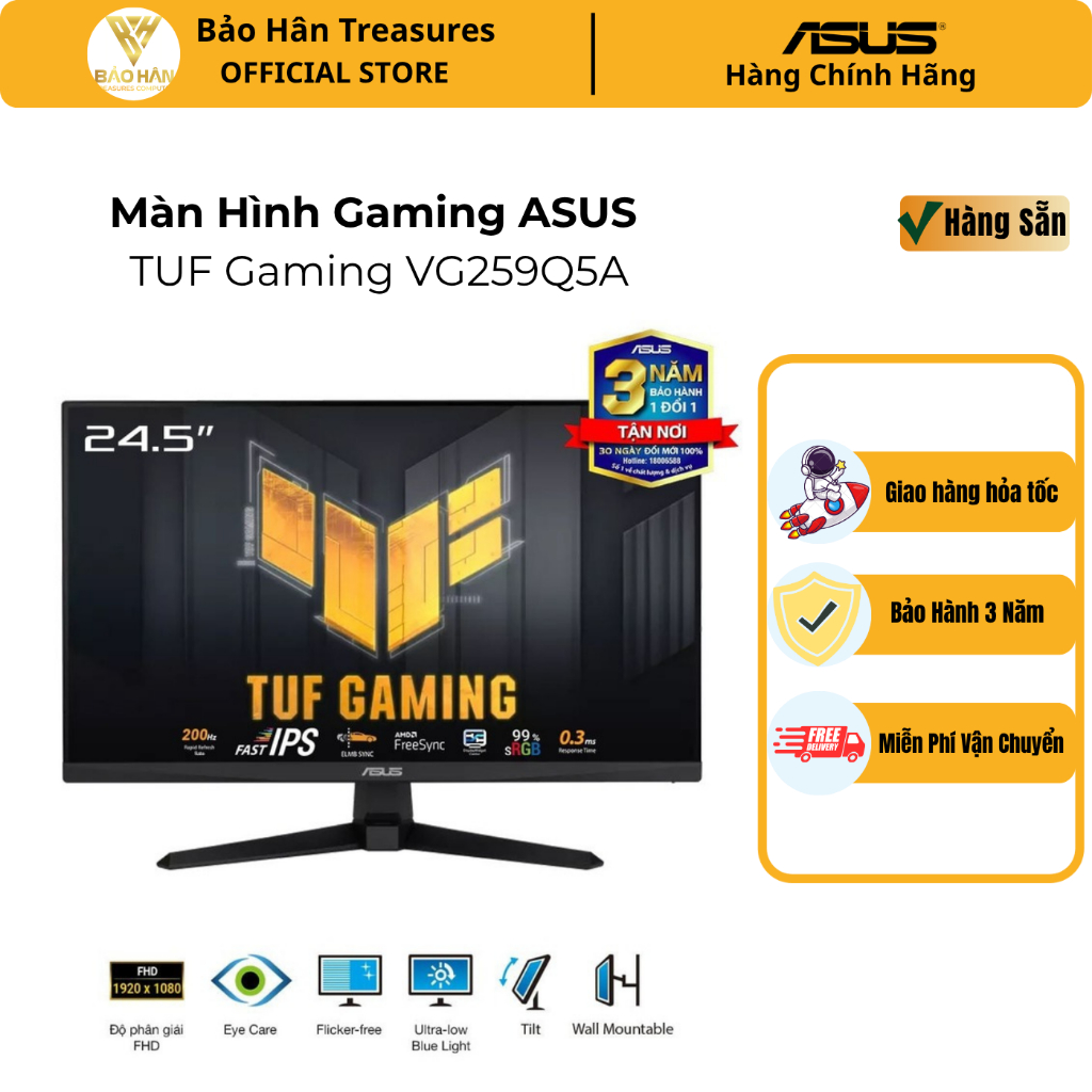 Màn Hình ASUS TUF Gaming VG259Q5A ( 24.5 inch / IPS/ FHD/ 200Hz/ 1ms) - Hàng Chính Hãng