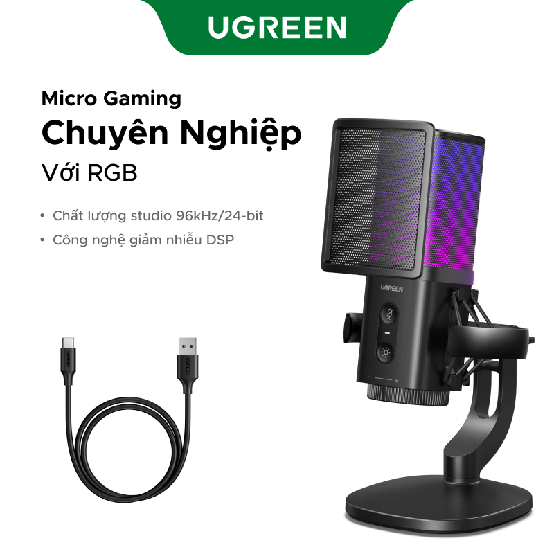 Micro Thu Âm  RGB chuyên nghiệp UGREEN để chơi game 24bit / 96kHz Chất lượng phòng thu DSP Giảm tiến