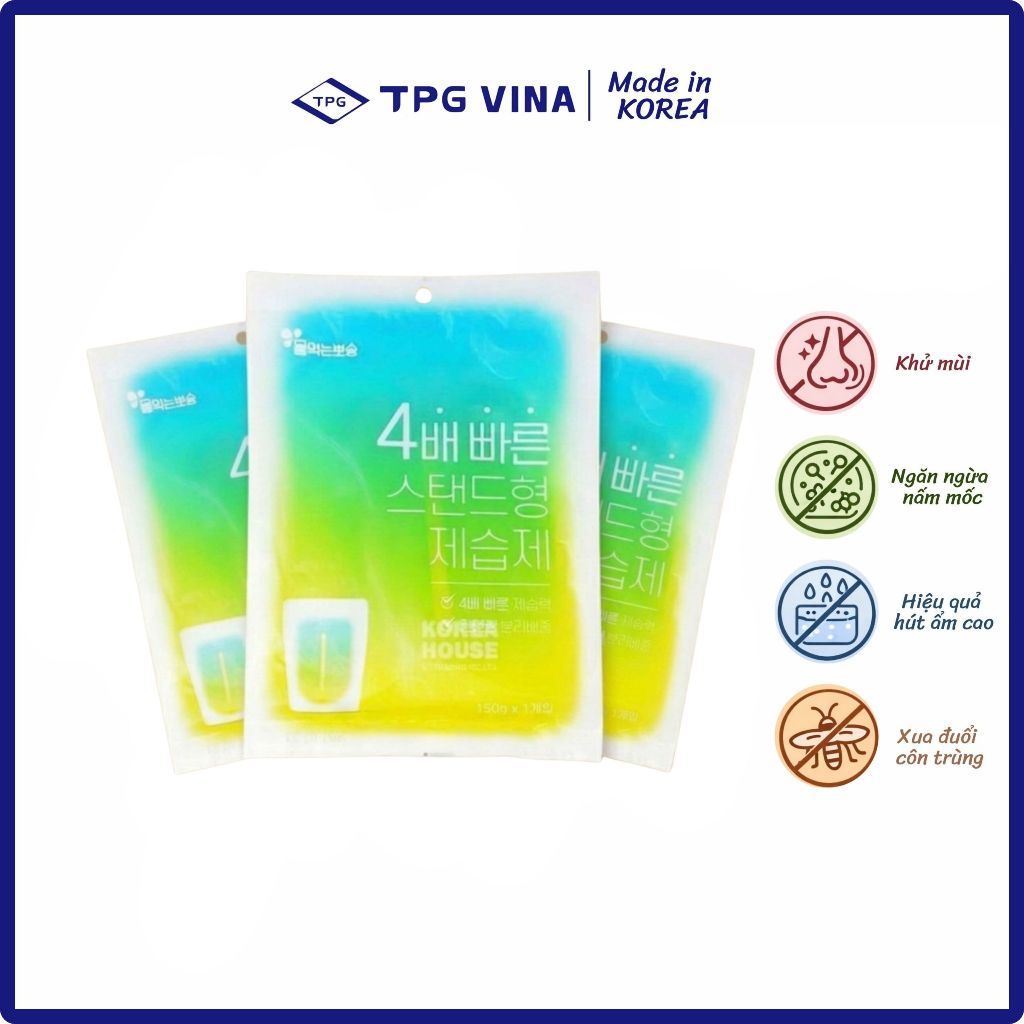 Hấp Thụ Đến 600ml nước – Gói Hút Ẩm Đứng CaCl2 150g, Khử Mùi, Chống Nấm Mốc Cho Tủ Quần Áo, Ô Tô, Tủ
