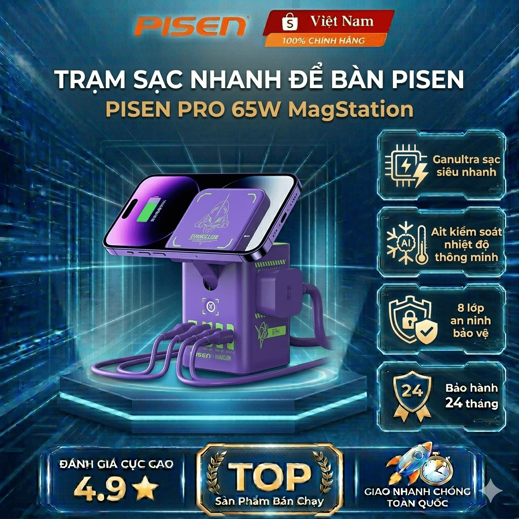 PISEN - Trạm sạc để bàn đa năng 4 trong 1 - PISEN PRO Desktop MagStation KF25