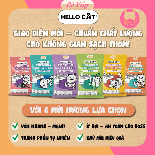 Cát Hello Cat 8.8L - 4kg, cát vệ sinh giá rẻ cho mèo - Hello Cat HCM