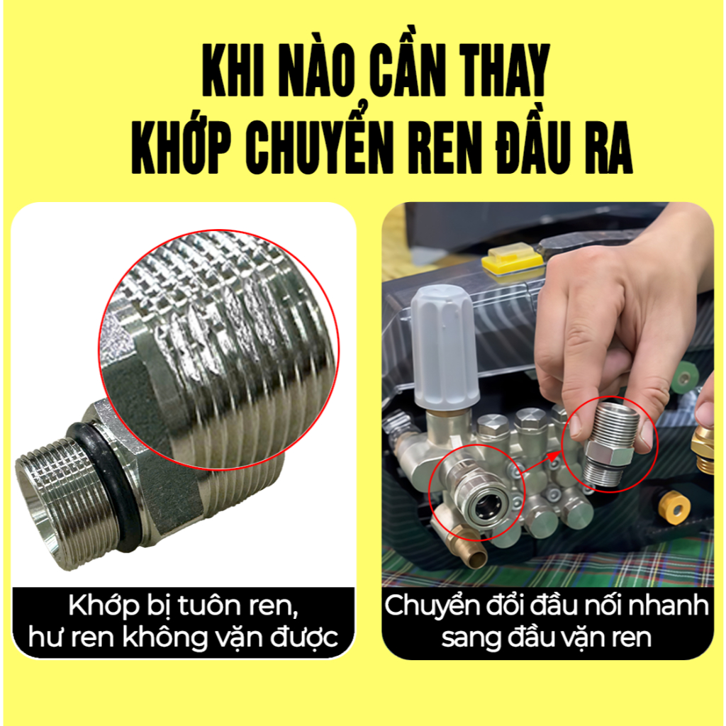 Khớp gắn dây đầu ra ren 22mm BH033 dành cho máy rửa xe công nghiệp dòng G800