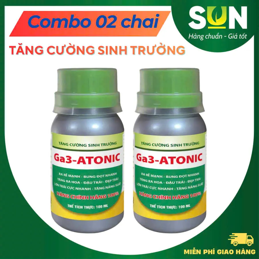 Combo 02 Chai Phân Bón Ga3 Atonic 100ml Kích Thích Sinh Trưởng, Kích Rễ, Bật Chồi, Ra Hoa, Lớn Trái