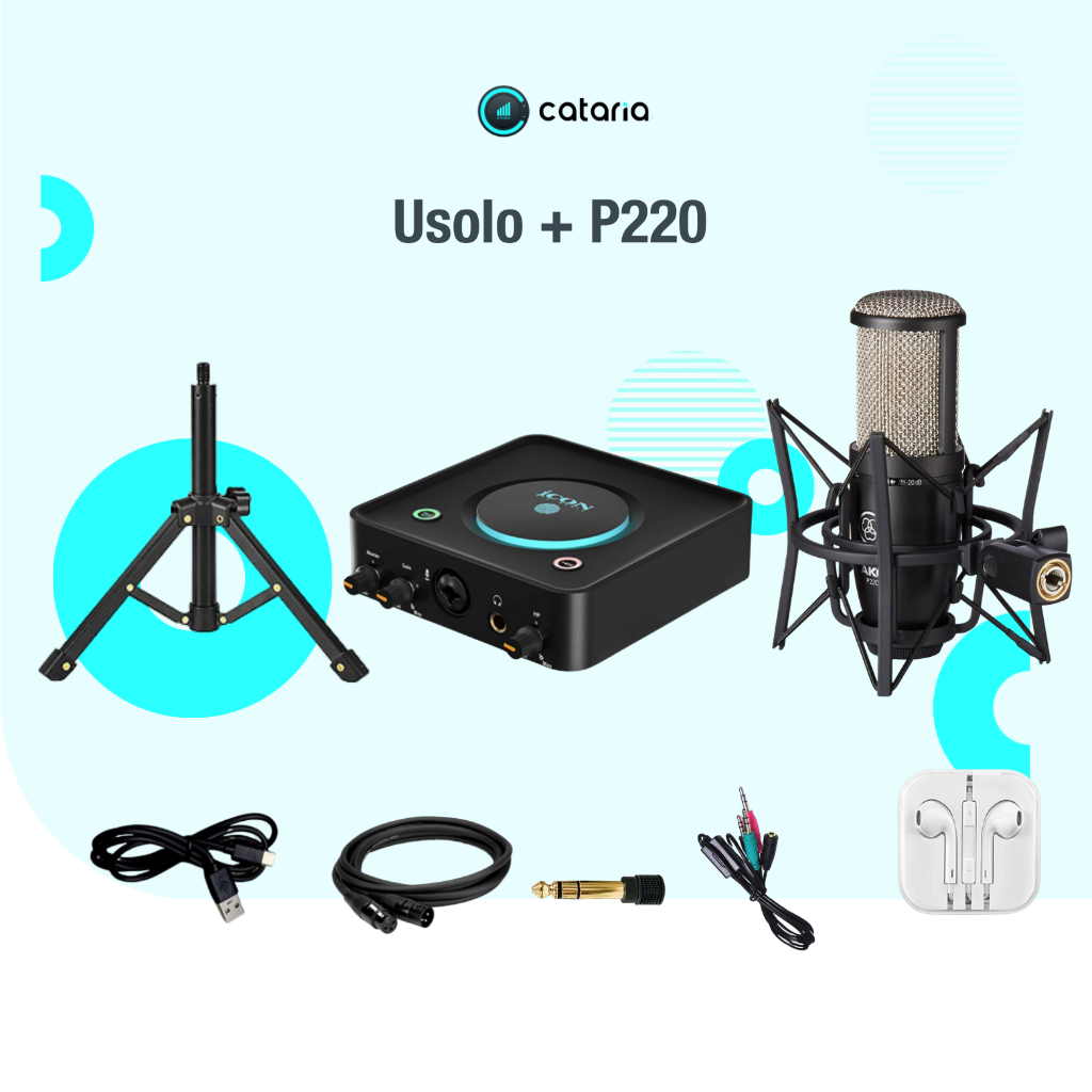 COMBO ICON USOLO MIC P220 CHUYÊN NGHIỆP TẶNG KÈM TAI NGHE ĐÈN LIVE CATARIA