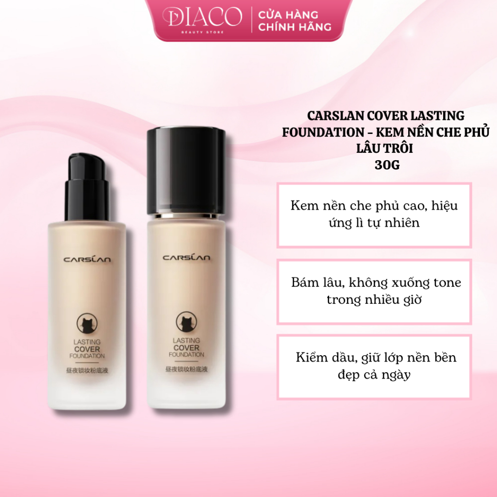 CARSLAN COVER LASTING FOUNDATION - KEM NỀN CHE PHỦ LÂU TRÔI P01 - 30G