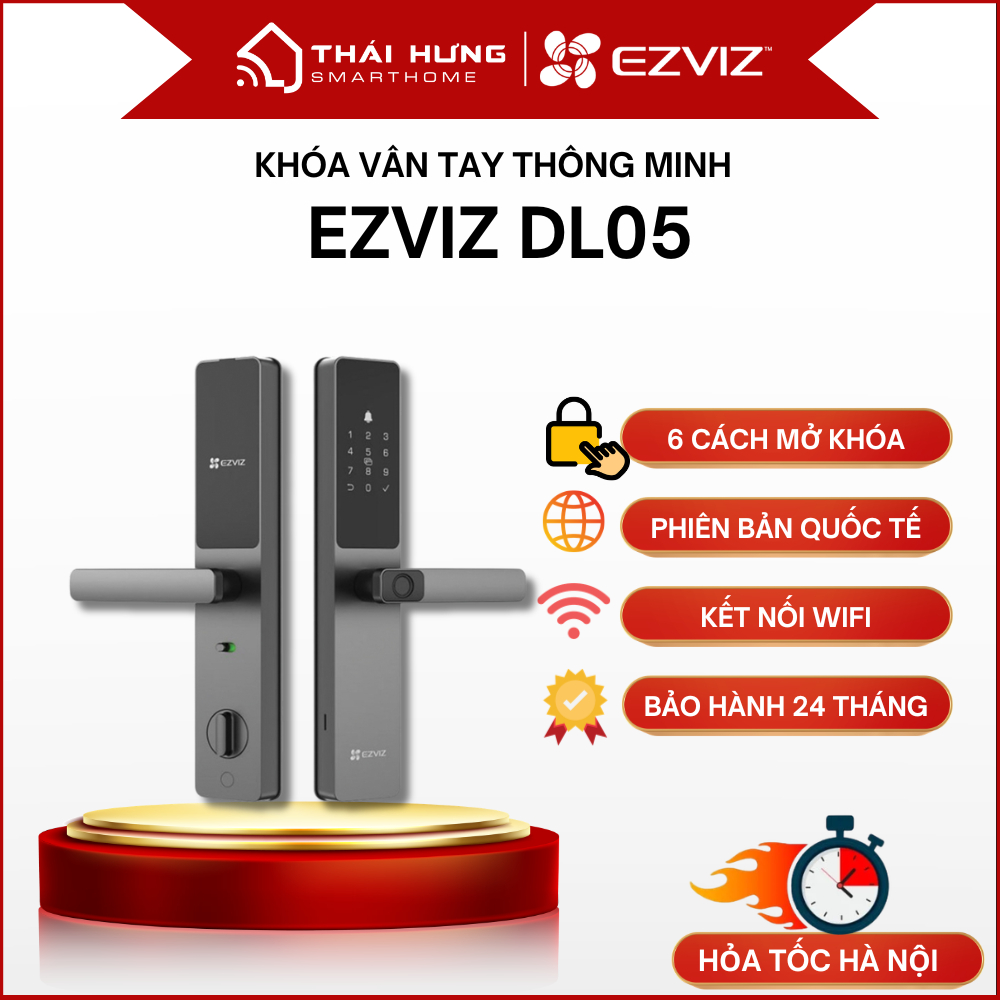 Khóa vân tay thông minh Ezviz DL05 kết nối wifi mở từ xa, bảo hành chính hãng 24 tháng