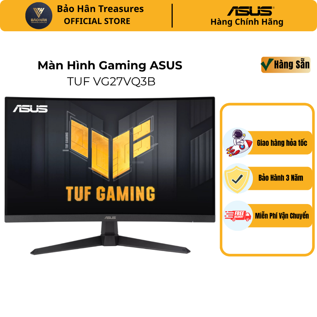 Màn Hình ASUS TUF Gaming VG27VQ3B | 27 inch | 180Hz | 1ms (MPRT) | Fast VA - Hàng Chính Hãng