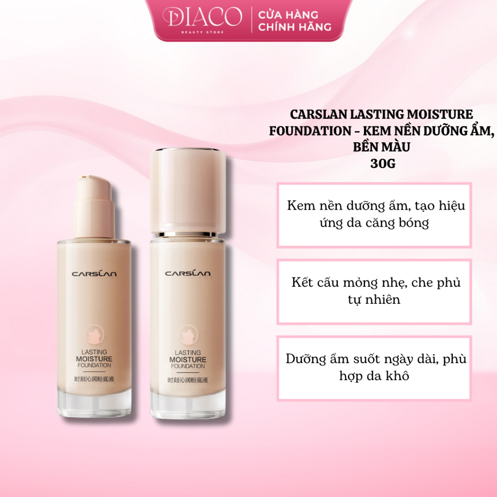 CARSLAN LASTING MOISTURE FOUNDATION - KEM NỀN DƯỠNG ẨM, BỀN MÀU P02 MÀU DA TỰ NHIÊN -30G