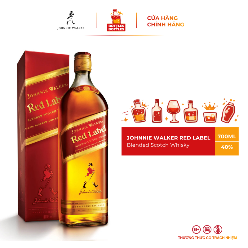 [CHÍNH HÃNG] Rượu Whisky Johnnie Walker Red Label - 750ML - 40%
