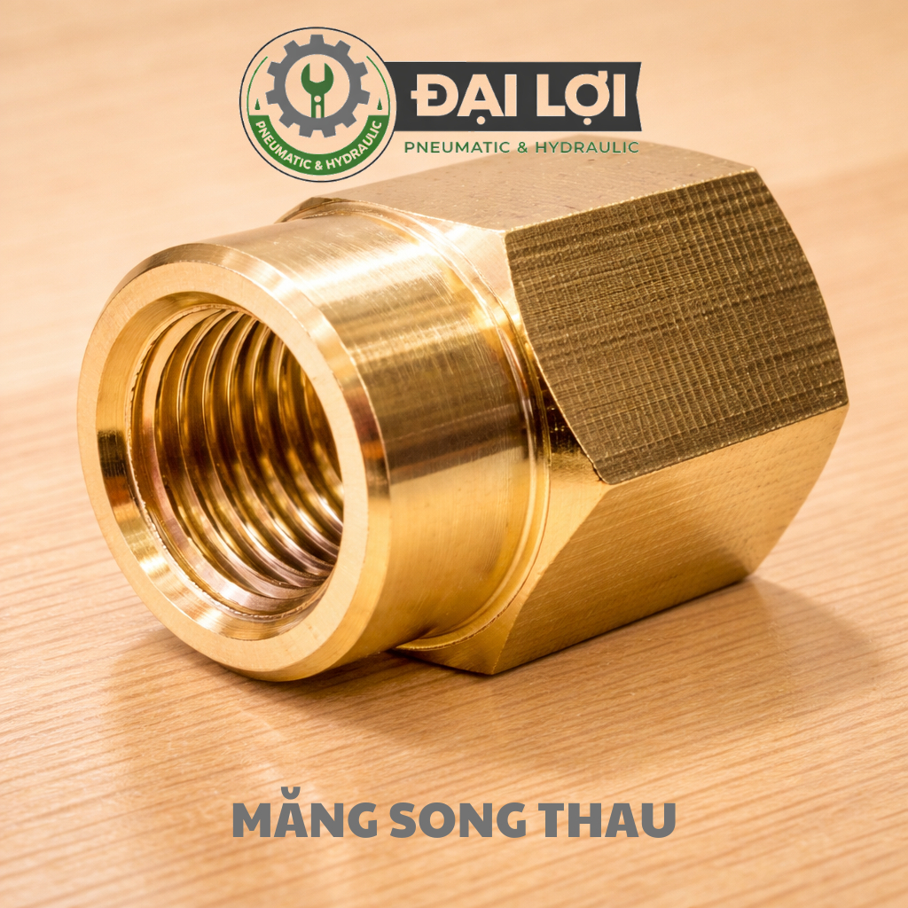 [Rẻ Vô Địch] Măng Song Thau Ren Trong 18mm - Nối Ren Máy Bơm Nước Đôi, Chắc Chắn, Dễ Lắp Đặt