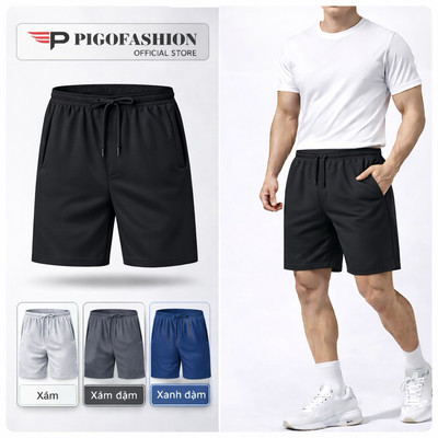 Quần short thể thao chất nỉ thun da cá SPMQSN01 chống nhăn, co giãn tốt, thoáng mát - PigoFashion