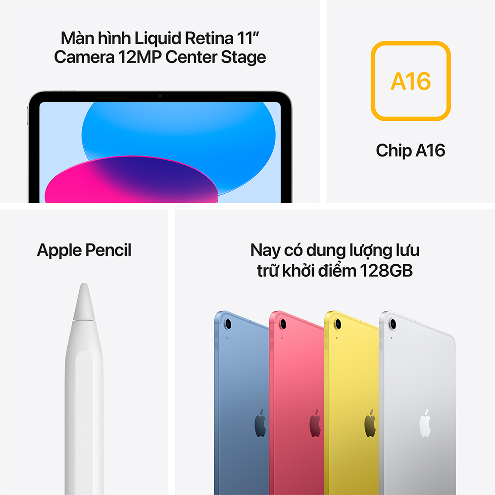 Máy tính bảng Apple iPad Gen 11 (A16) Wifi 128GB (Màn hình 11 inch | RAM 6GB | Pin 28.93 Wh) | BigBuy360 - bigbuy360.vn