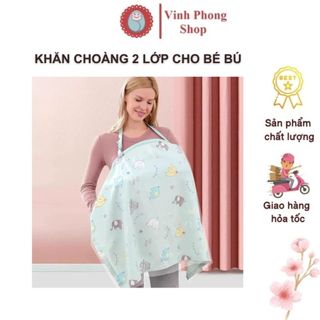 Khăn Choàng Cho Bé Bú 2 Lớp Cotton Cao Cấp – Khăn Che Bé Ti Kín Đáo, Thoáng Khí, Chống Nhìn Trộm, Dễ Mang Theo