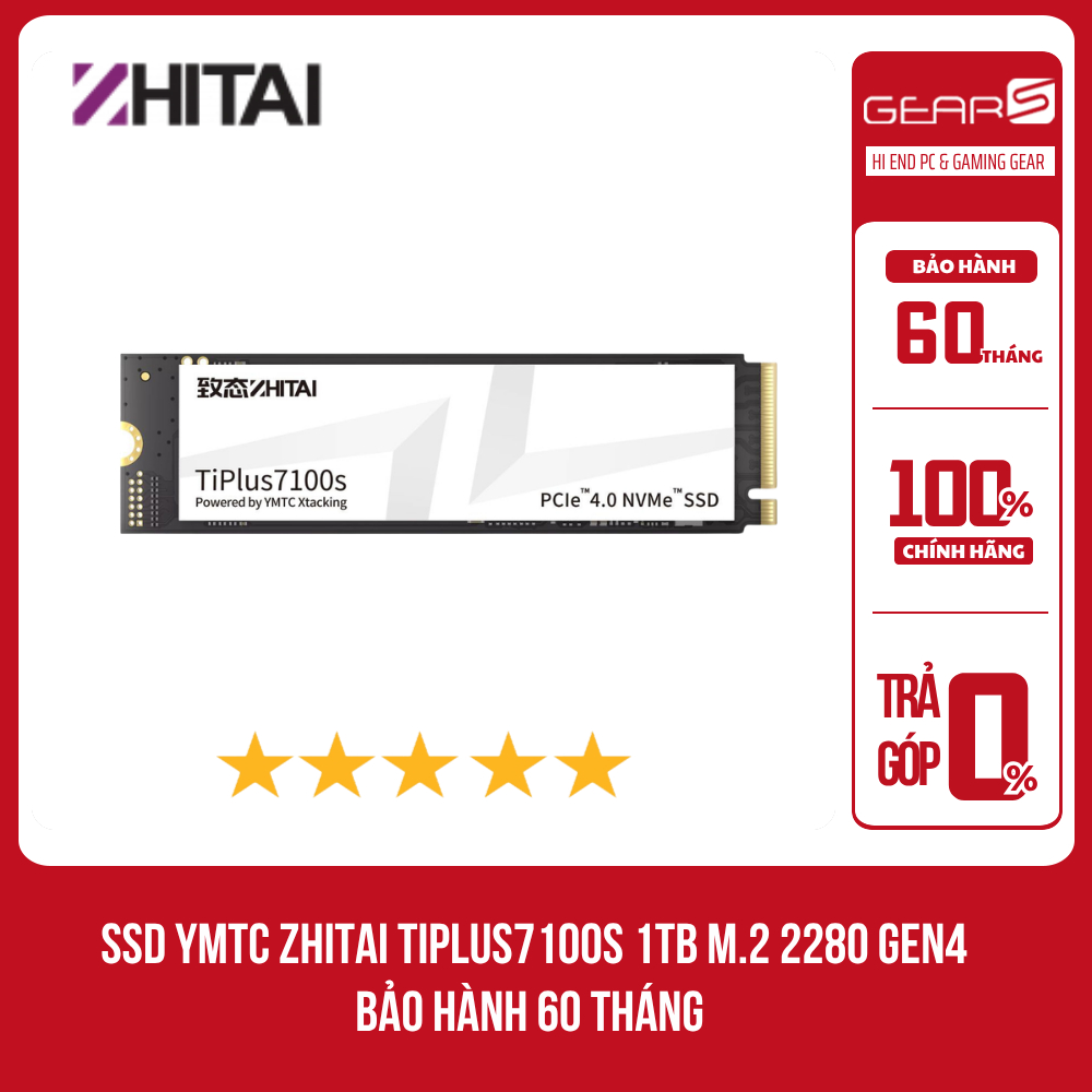 [Full Vat] Ổ cứng SSD YMTC Zhitai TiPlus7100s 1TB M.2 2280 Gen 4 - Bảo hành 60 tháng