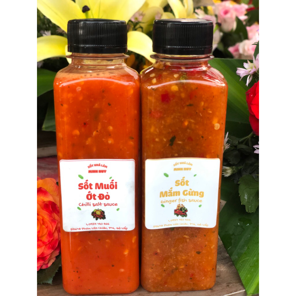 combo sốt mắm gừng va muối ot đỏ dung chấm ốc , trộn gỏi gà, gỏi vịt, chấm mực hấp siêu ngon. Chai 2