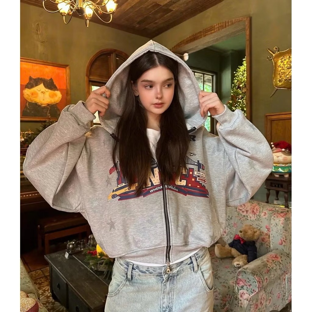 𝐖henever 𝐀telier | STAR HOODIE ZIP / PREMIUM GREY