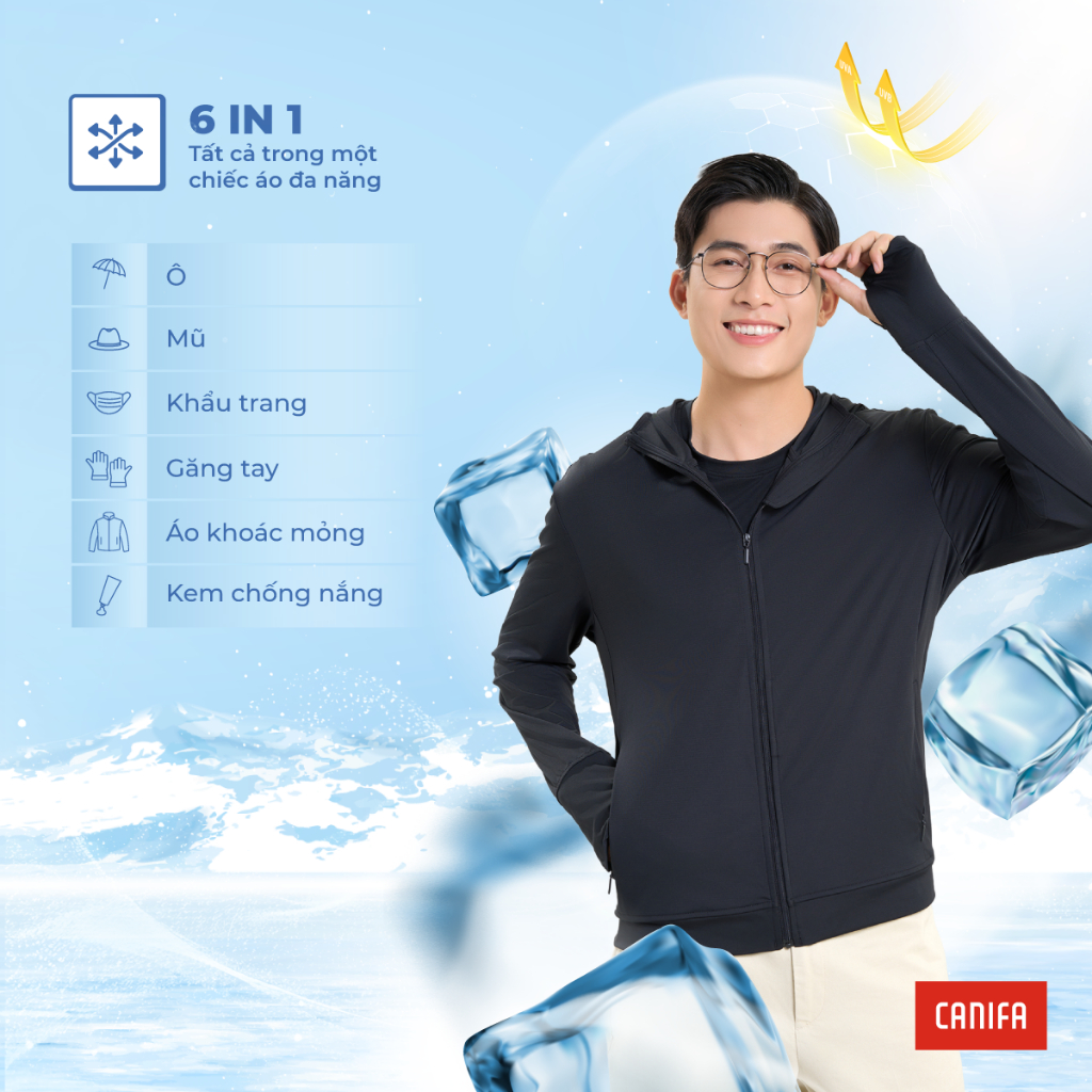 Áo khoác chống nắng nam CANIFA thoáng khí co giãn thấm hút mát lạnh chống 98% UV 2026 8OT26S003 | BigBuy360 - bigbuy360.vn