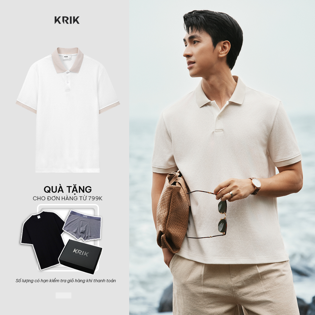 [KRIK x Bình An] Áo Polo Nam KRIK Forrm Rugular Chất Vải Melange Tinh Tế Phối Bo Cổ Tay Hiện Đại PL2