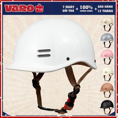 Mũ Bảo Hiểm Cá Heo Chính Hãng VARO Helmet - Nón Bảo Hiểm Nửa Đầu Nam Nữ Freesize Bảo Hành 12 Tháng