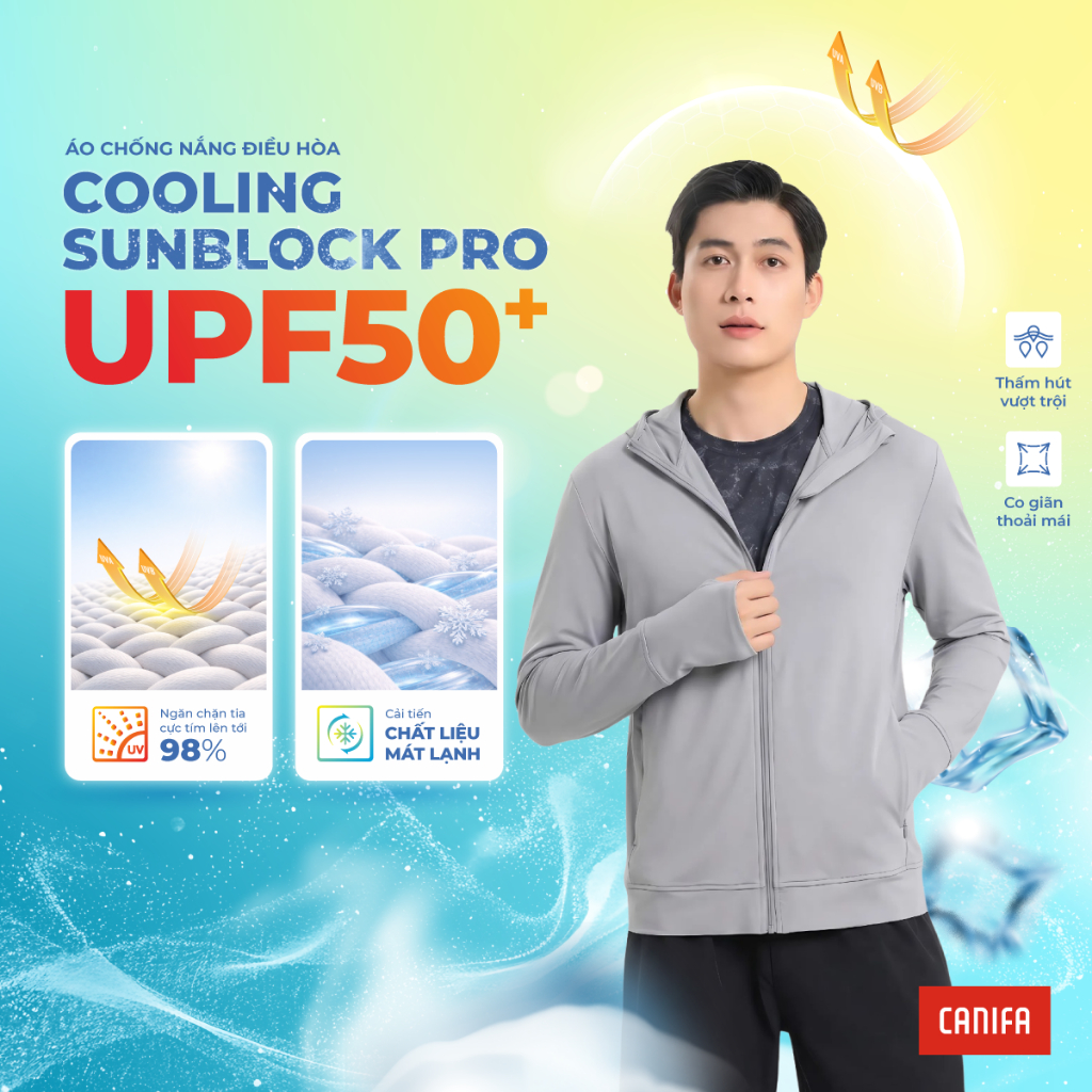Áo khoác chống nắng nam CANIFA thoáng khí co giãn thấm hút mát lạnh chống 98% UV 2026 8OT26S003 | BigBuy360 - bigbuy360.vn