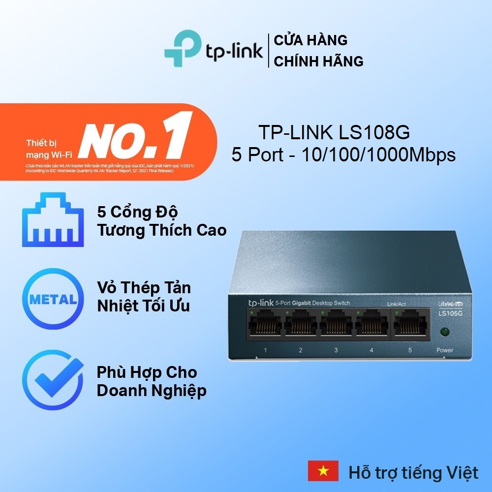 Switch 5 Cổng Tplink, Bộ chia mạng Lan 5 Cổng TPLink LS105G 10/100/1000Mbps ( TP-LINK TL-LS105G ) - 