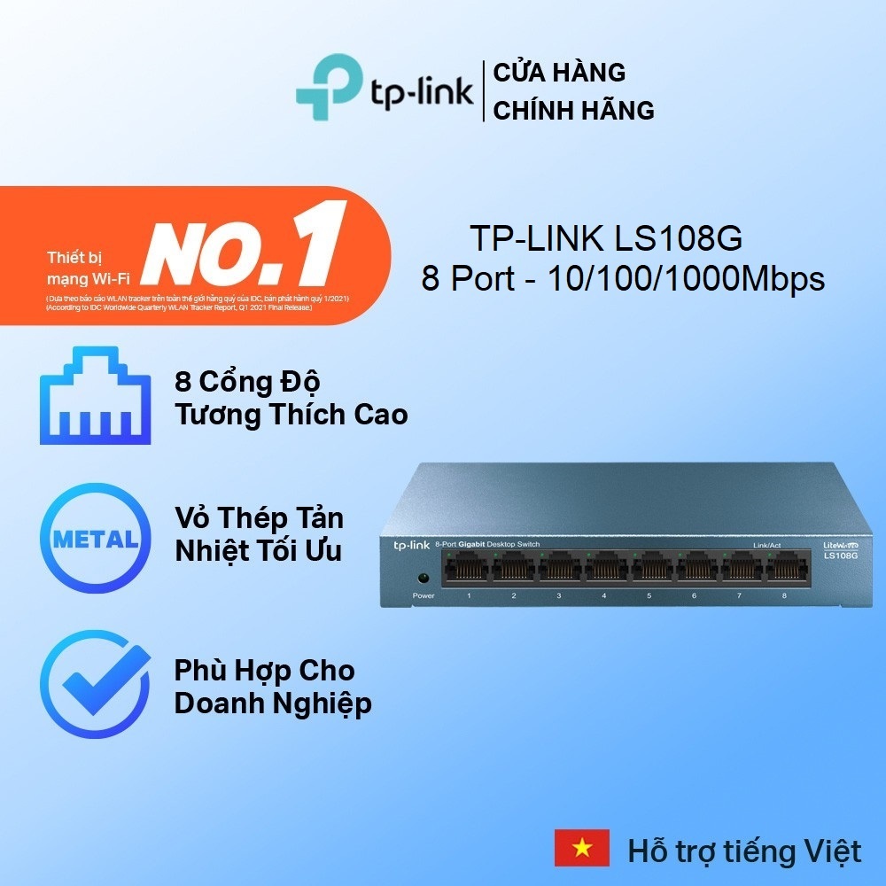 Switch 8 Cổng Tplink, Bộ Chia Mạng Lan 8 Cổng TPLink LS108G Gigabit 10/100/1000 Mbps (TP-LINK TL-LS1