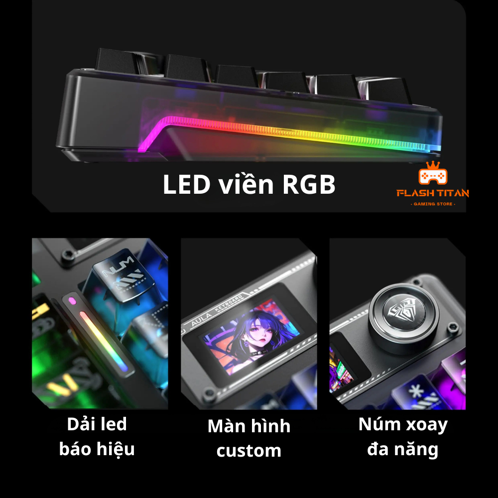 Bàn phím cơ không dây AULA F98 PRO v3 - bàn phím cơ bluetooth fullsize có màn hình Led- Hotswap 5pin | BigBuy360 - bigbuy360.vn