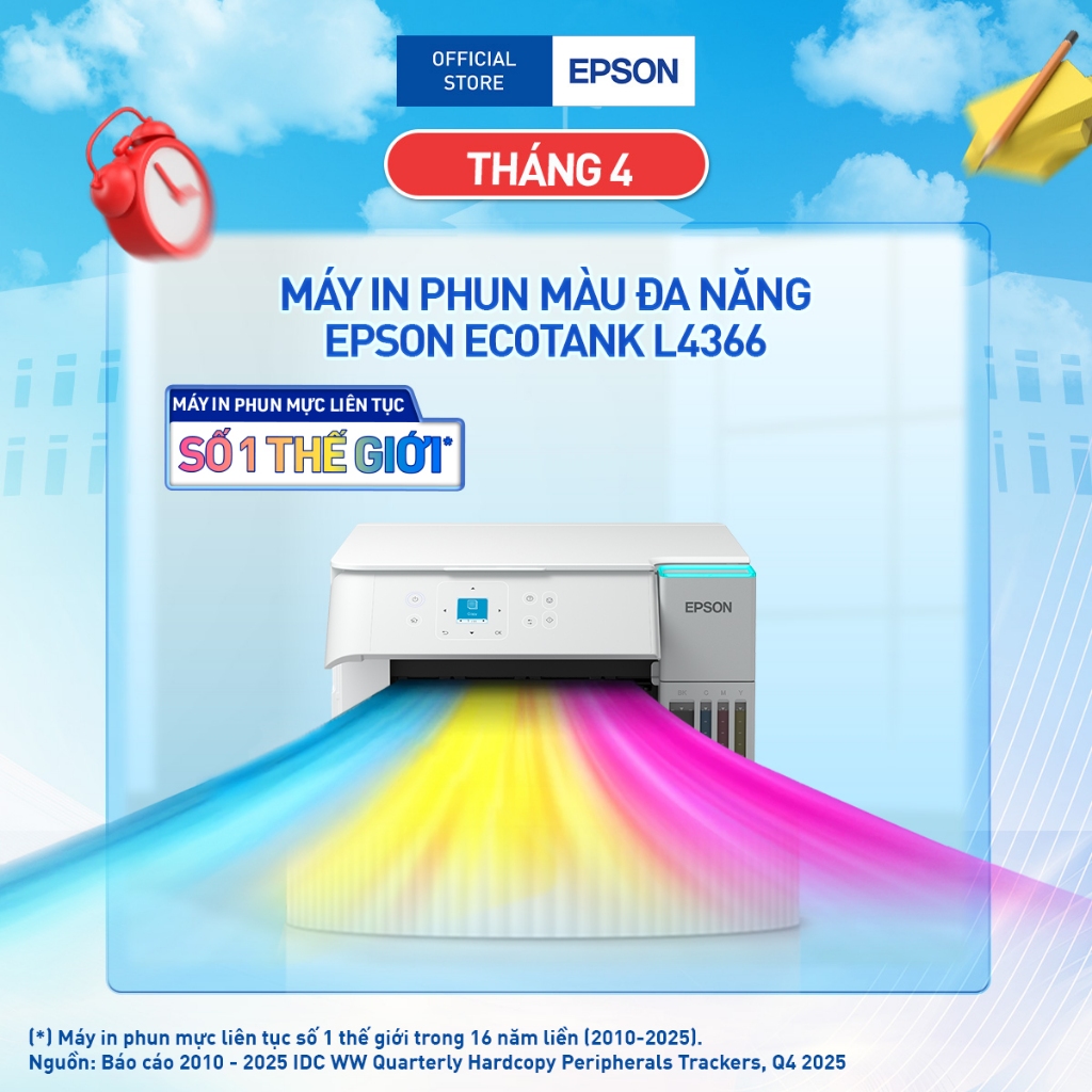 Máy In Phun Màu Đa Chức Năng Epson EcoTank L4366 In Qua Wi-Fi và Hai Mặt Tự Động (Bao Gồm Bộ Mực Chính Hãng Đi Kèm) | BigBuy360 - bigbuy360.vn