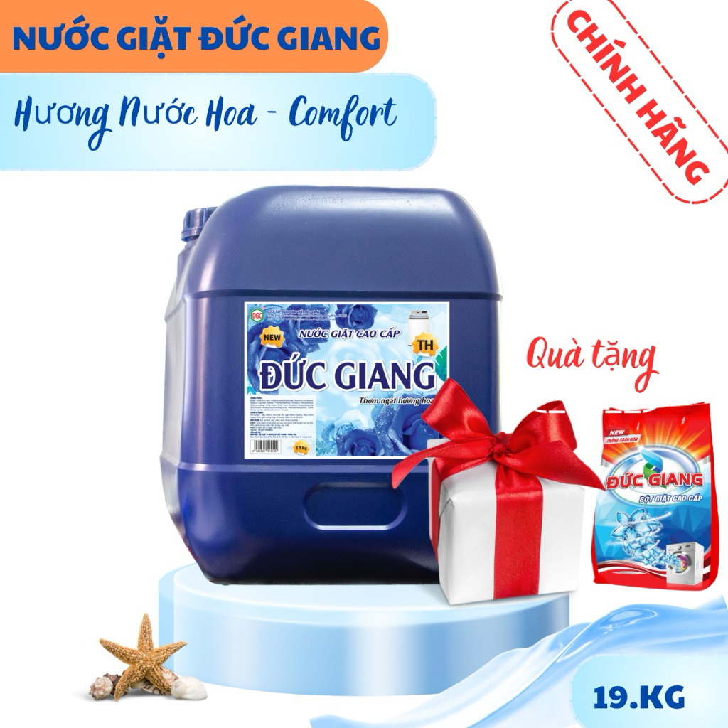 Nước Giặt xả 2in1 Can 5kg 10kg  Đức Giang, Hương Nước Hoa, Giặt sạch các vết bẩn, Lưu Lại Hương Thơm